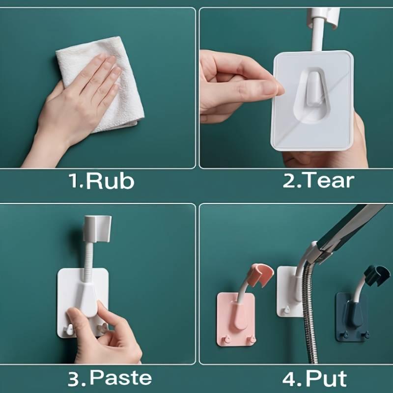 Держатель для душевой лейки 360°, регулируемый самоклеящийся кронштейн для душевой лейки, настенное крепление, подставка для СПА с 2 крючками для ванной комнаты