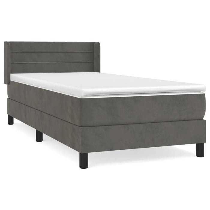 3130998 vidaXL Divan-lit Et Matelas Gris Foncé 90x200 Cm Velours