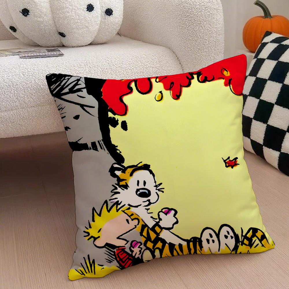 Наволочка C-Calvin and H-Hobbes, Наволочка против пылевых клещей, Невидимая молния, Шелковистый короткий плюш, Чехол для диванной подушки