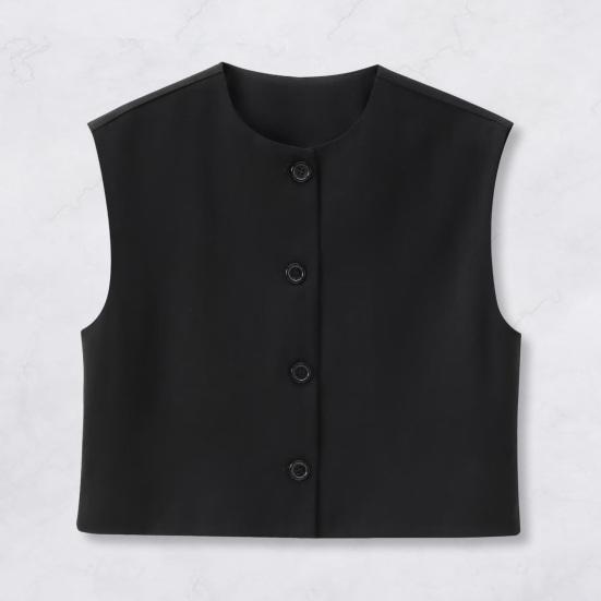 Женский жилет однобортный без рукавов с круглым вырезом, однотонный, с леопардовым принтом, на пуговицах, для поездок на работу, свиданий, повседневный, короткий, повседневный, пальто