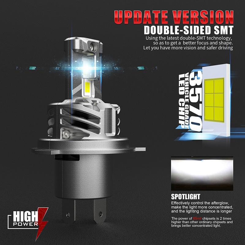 25000LM 100W H4 H7 Светодиодный дальний/ближний свет Canbus 9005 9006 Фара 6000K 12V Turbo LED H8 H9 H11 Налобная лампа Мини-ошибка