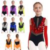 Girls Gymnastics Outfit Mock Neck Leotard with Gloves Sleeveless Cutout Back Sparkling Sequins
