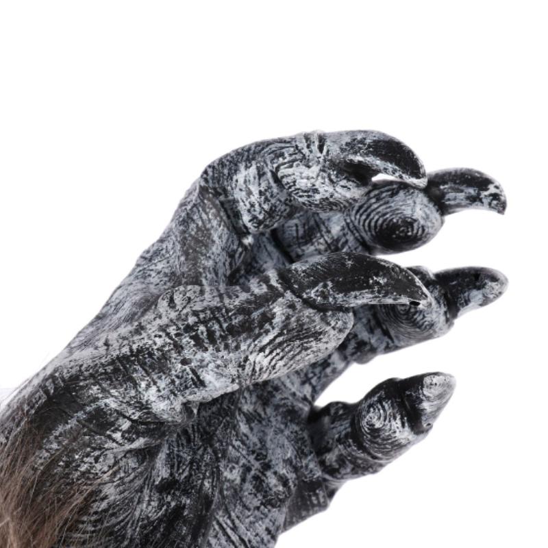 Party Wolf Gloves Plush Latex Werewolf Costume Fingernails Adult Hands Paws Claw for Props Cosplay Party Easter Gloves