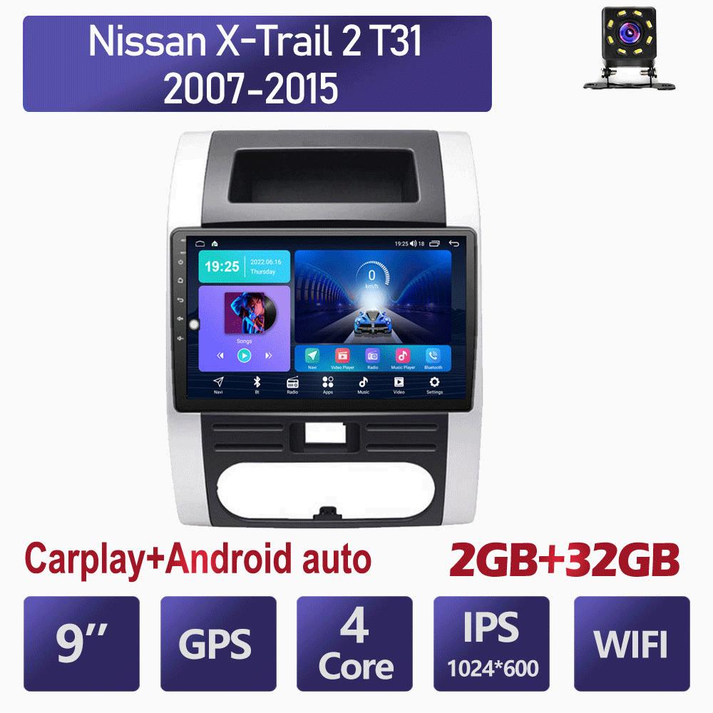 Android Carplay для Nissan X-trail 2 T31 2007-2015 Автомобильный радиоприемник Мультимедийный видеоплеер GPS-навигация WIFI 2 + 32 ГБ