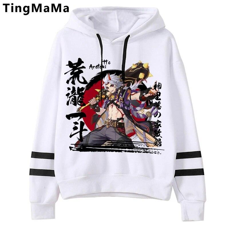 Xiao Genshin Impact Толстовки Унисекс Kawaii Мультфильм Harajuku Genshin Уличная одежда Хип-хоп Ху Тао Толстовка с графикой Унисекс Толстовки Мужской Унисекс