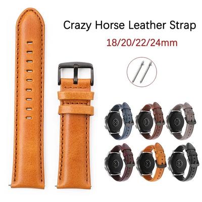 Винтажный ремешок из натуральной кожи 18/20/22/24 мм, пряжка из нержавеющей стали Crazy Horse, кожаный быстросъемный браслет для мужчин и женщин
