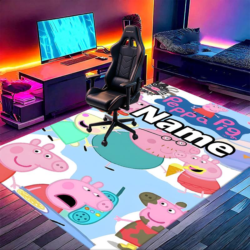 Custom Name Personalized Peppa Pig Print Carpet, Versatile Home Decor Rug, for Playroom, Apartment, Balcony, Entryway, Hallway Gift