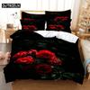 Комплект пододеяльников с красными розами, королевский размер, полный 3D комплект постельного белья, наволочка с цветами, стеганое белье, односпальная двуспальная кровать 220x240, 200x200
