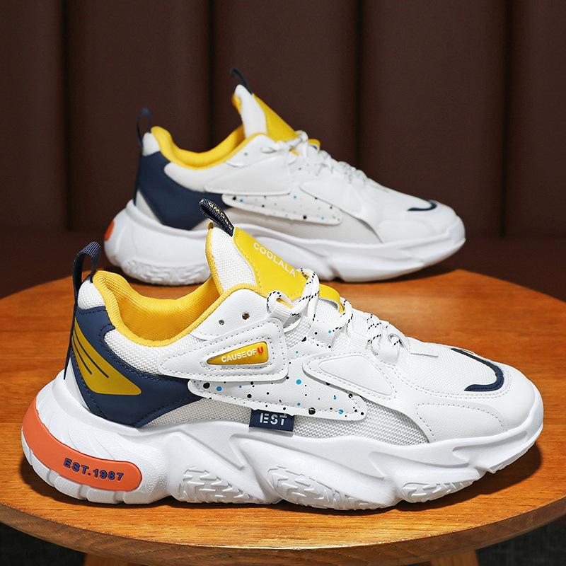 Spring Men's Shoes Breathable Mesh Shoes Men's Trend All Match Small White Shoes Thick Soled Sports Casual Daddy Tide Shoes