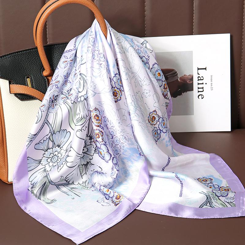 Luxury Brand Scarves for Women Shawl Print Silk Satin Hijab Scarf Female Bandana 70*70cm Square Shawls Scarfs For Ladies