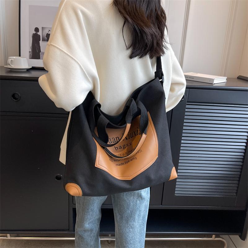 Модная сумка через плечо большой емкости с буквенным принтом, женская новая модная простая сумка, однотонная сумка-тоут