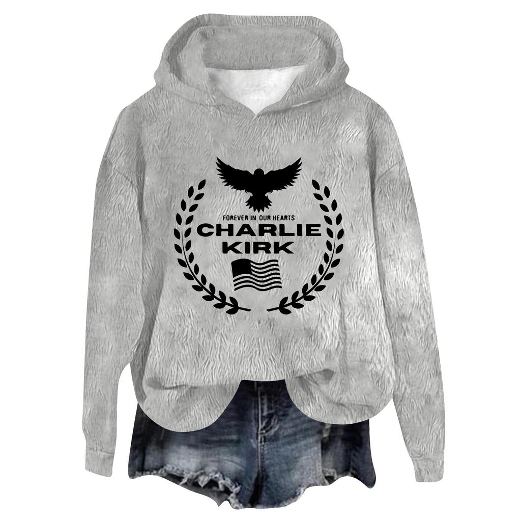 Women's Hooded Long Sleeve Printed Flannel Top Hooded Sweatshirt