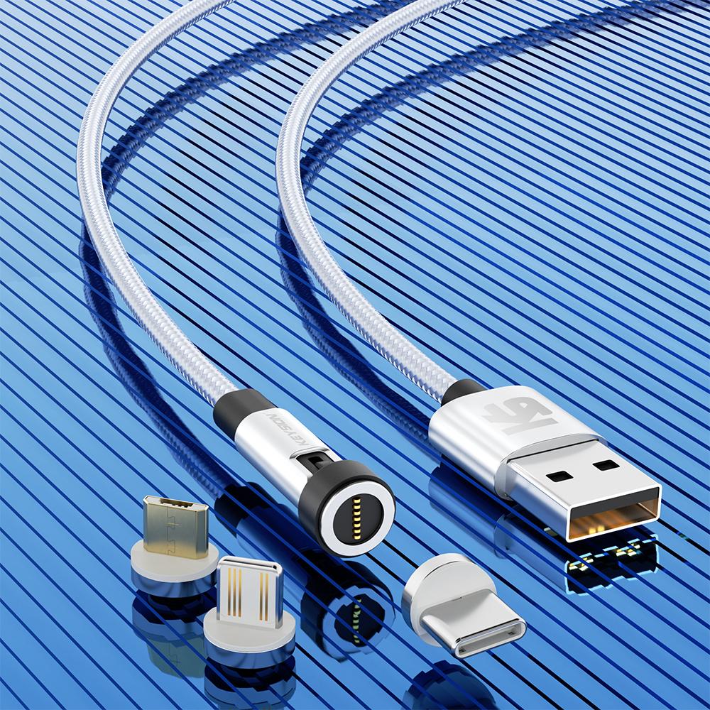 KEYSION Магнитный USB-кабель 5А, вращающийся игровой кабель, кабель для быстрой зарядки типа C, магнитное зарядное устройство для передачи данных, кабель Micro USB для мобильного телефона