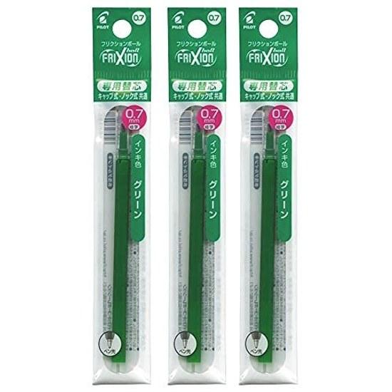 Сменный стержень для ручки Pilot FriXion Ball 0,7 мм Зеленый LFBKRF12FG 1 шт. Набор из 3 шт.