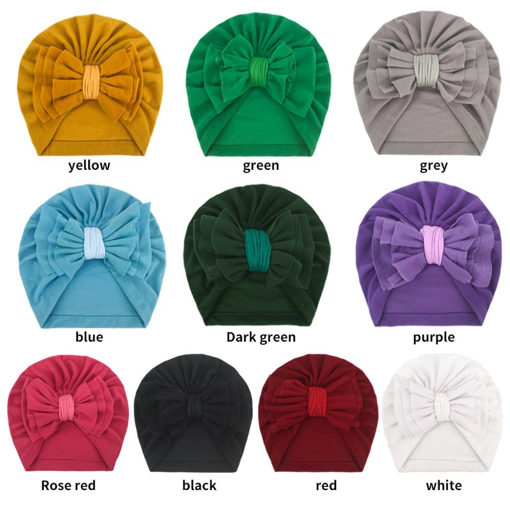 Cotton Baby Hat Solid Color Big Bow Baby Girls Beanie Cap Toddler Kids Baby Boy Headwrap Caps Accessories