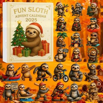 Ленивец Адвент-календарь Веселое Рождественское украшение 24 Акриловых Коллекционных Ленивца 24-дневный Календарь Обратного Отсчета Праздничный Подарок для Любителей Ленивцев