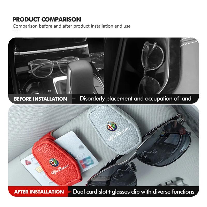 DLOUS1 Car Glasses Clip Sunshade Storage Clip Sunglasses Organize For Alfa Romeo Giulia 147 Mito 156 159 166 GT Stelvio Brera Volante