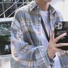 Мужская шерстяная рубашка в клетку с длинным рукавом — стиль Гонконга, повседневная и стильная для весны и осени