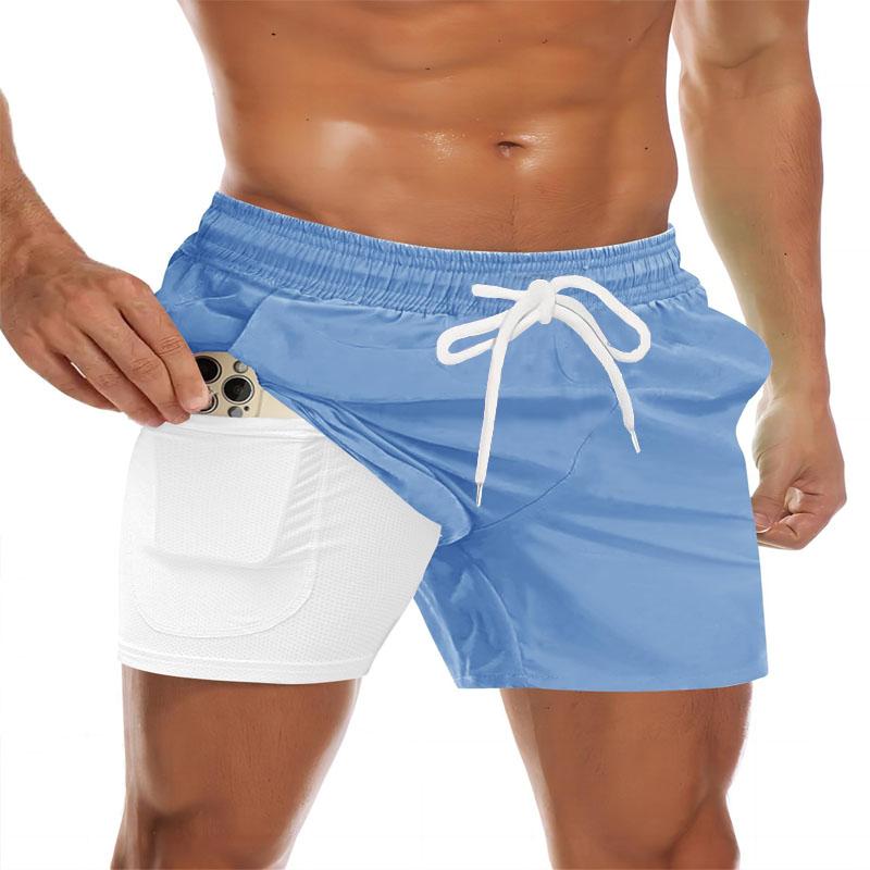 Summer Casual Men's Quick Drying Swim Trunks, Beach Shorts with Compression Lining and Pockets, 3D Digital Printed Marine Animal Patterns