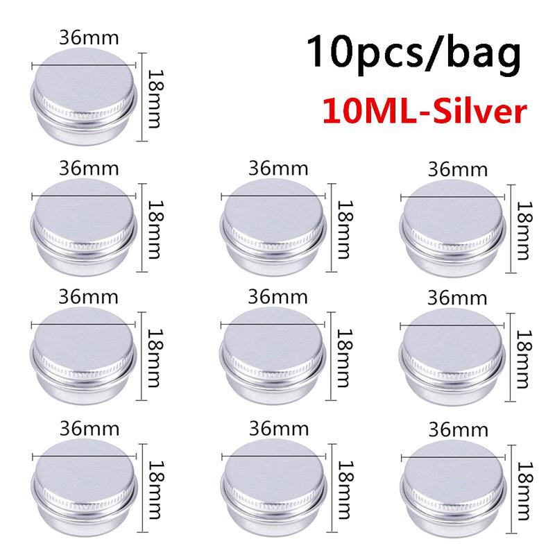 10 шт. алюминиевая жестяная банка-контейнер 5 мл/10 мл/15 мл пустая для крема бальзама для ногтей свечи косметические круглые