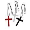 Punk Gothic Hip Hop Necklace Black Sweater Chain Fashion Wood Cross Pendants Necklace Gifts