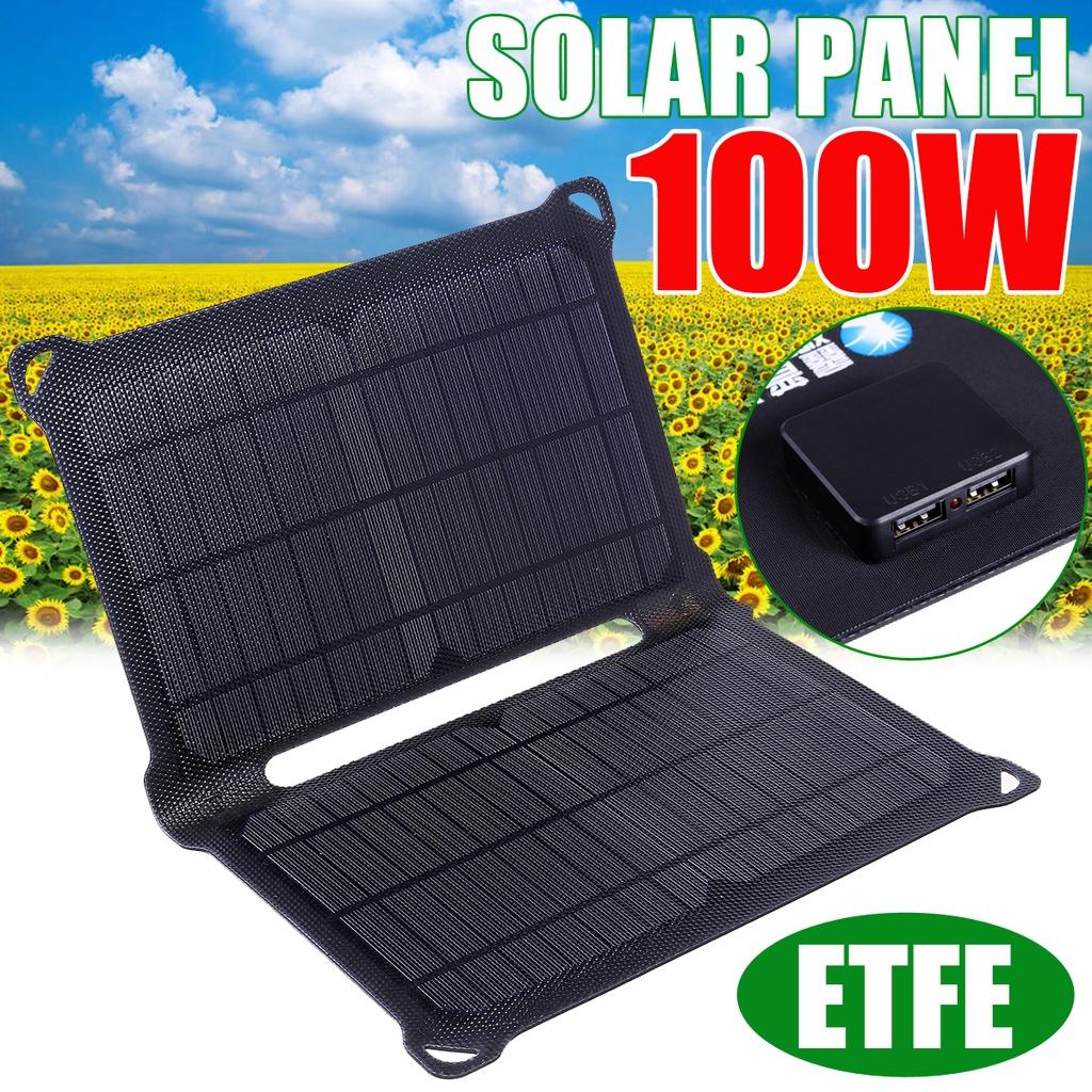 Уличные складные солнечные панели Sunpower Портативное солнечное зарядное устройство 2 USB-порта для телефона Путешествия Кемпинг Пеший туризм Черный 100 Вт 5 В