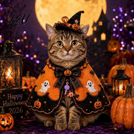 Decorative Pet Cape Halloween Cat Witch Costume Cute Ghost Cloak Funny Party Costume Festival Outfit Kitty Cosplay for Holiday Accessories