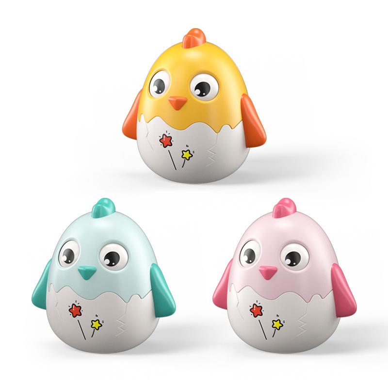Cartoon Tumbler Baby Toy, Baby Bell Cute Chicken Rattle Tumbler Soothing Toy 1 Year Old