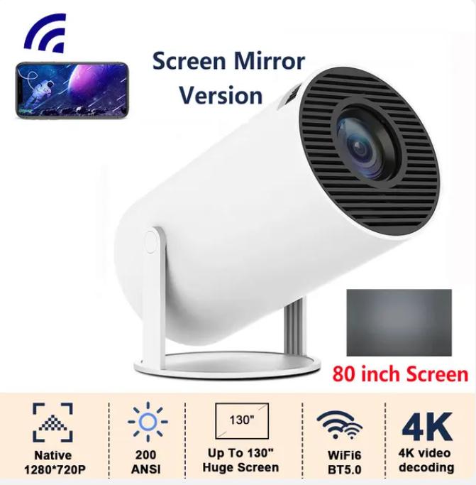 HY300 HD 4K Projector Android 11 Bluetooth 5.0 Remote Control 5G Wifi 1280*720P 180° Home Theater Portable Outdoor