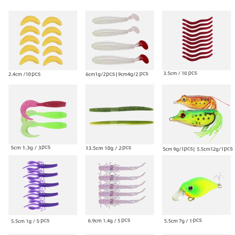 122pcs/set Multi Fishing Lure Mixed Colors Plastic Metal Bait Soft Lure Kit Fishing Tackle Wobbler