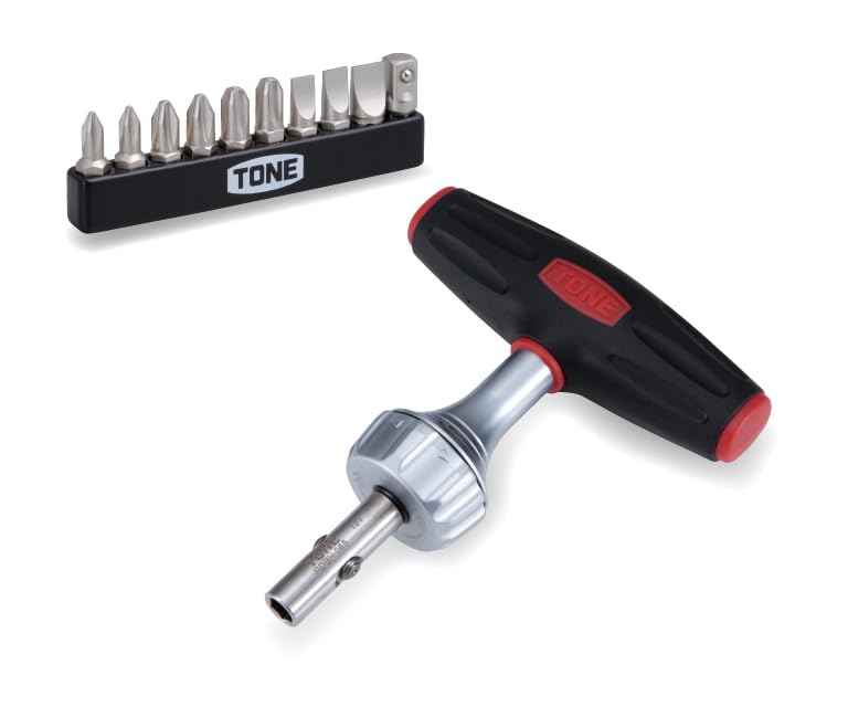 Набор отверток с храповым механизмом TONE RDT10S, вставка бит, черный цвет, 12 предметов, тип T и 6,35 мм (1/4") СОДЕРЖАНИЕ