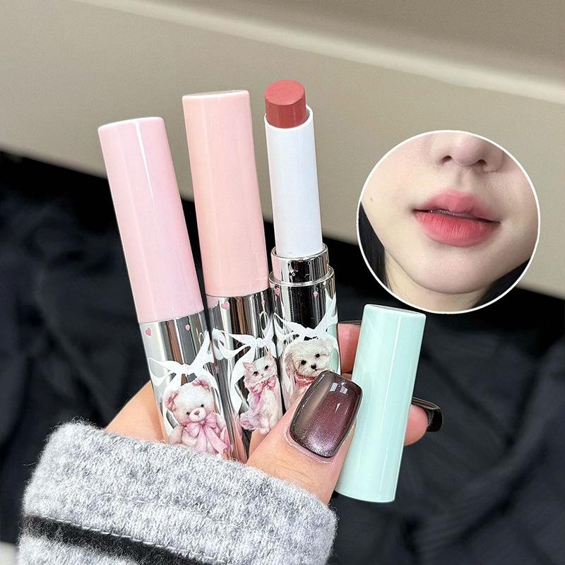 1Pc Shimmer Chocolate Brown Lipstick Grey Pink Lip Glaze Lasting Moisturizing Non-stick Cup Waterproof Red Matte Lipstick Makeup