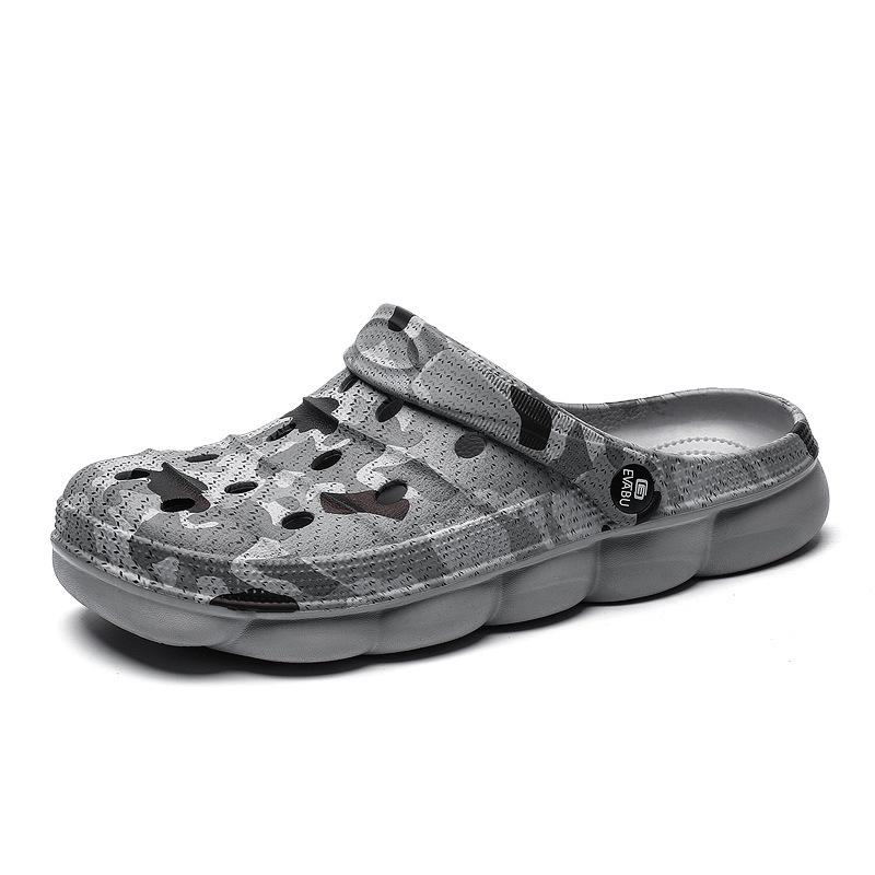 Парная обувь с отверстиями, уличная, нескользящая, на толстой подошве, мужская пляжная обувь, летняя, камуфляжная, два способа носки, мягкая подошва, шлепанцы с закрытым носком