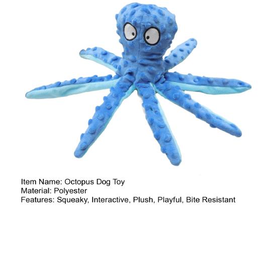 Плюшевая игрушка-осьминог для собак, интерактивная пищащая игрушка для жевания для агрессивных жевателей, устойчивая к укусам игрушка для прорезывания зубов у щенков для маленьких, средних и крупных собак