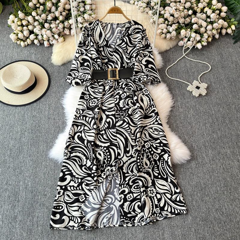 Французский стиль, длинное летнее новое женское платье, высококачественная фактура, изысканное платье с V-образным вырезом