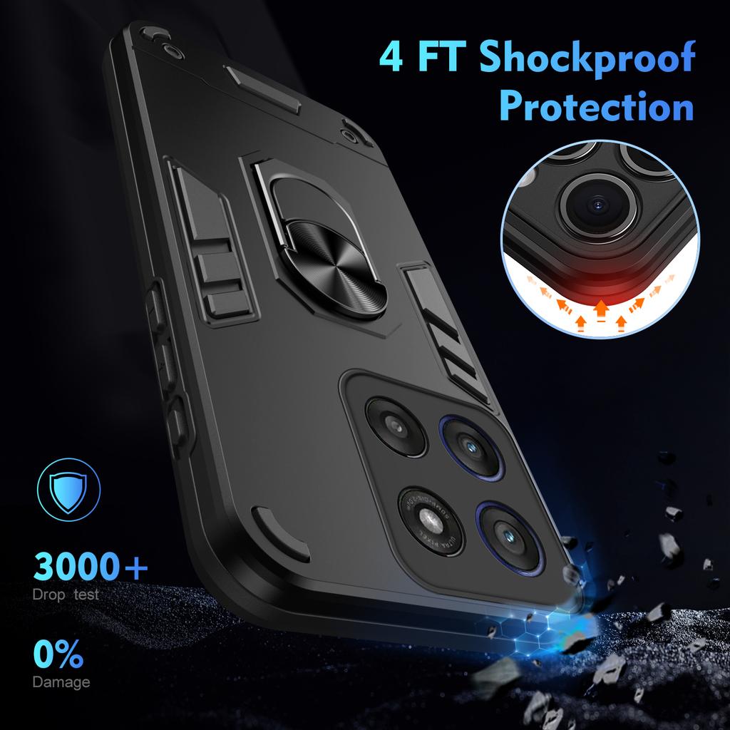 Защитный чехол военного класса для Motorola Moto G56 G86 5G G06, противоударный, с кольцом-подставкой.
