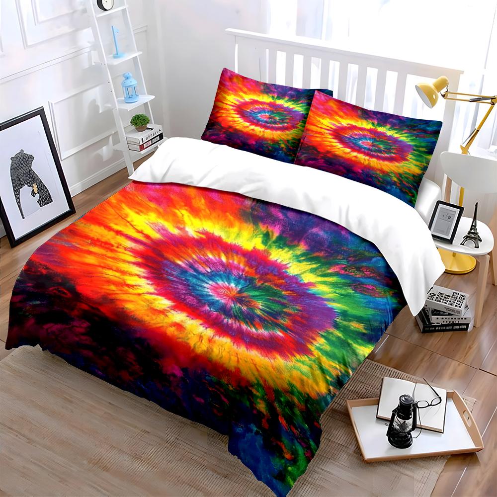 Tie-Dye Rainbow Bedding Set Bedding set (1 duvet cover, 2 pillowcases, duvet not included)
