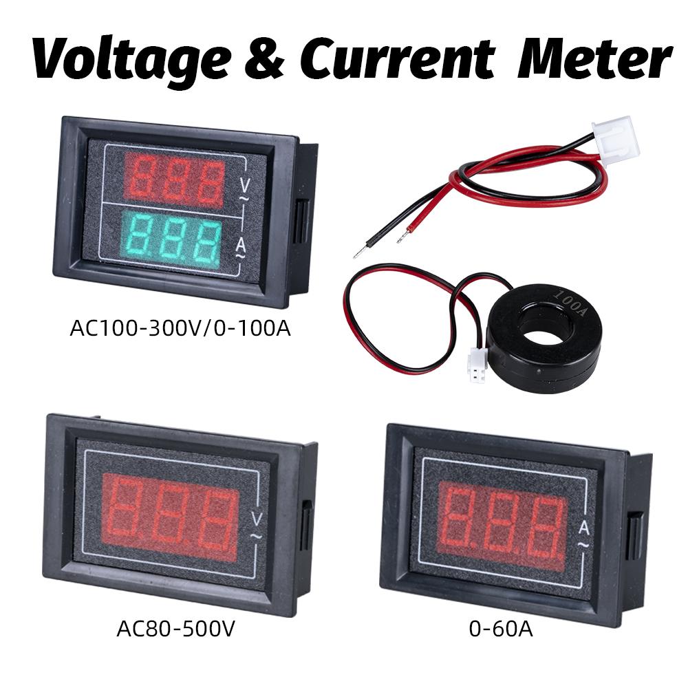 0.56'' Digital Voltmeter Ammeter AC 0-100A AC60-500V LED Display Voltage Current Meters Tester Detector