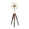 Освещение комнаты Латунный стиль вентилятора Свет Регулируемый деревянный штатив Торшеры Угловой