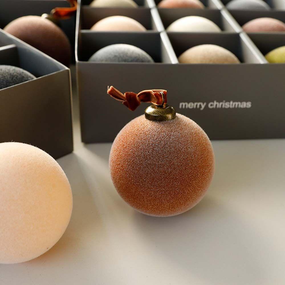 9pcs 8cm Velvet Christmas Ball Pendant Shatterproof Flocking Christmas Hanging Balls Reusable Xmas Tree Ornaments Party Favors