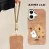 Чехол из милой мультяшной кожи с рисунком собак + ремешок на запястье, защитный чехол из мягкого силикона для iPhone