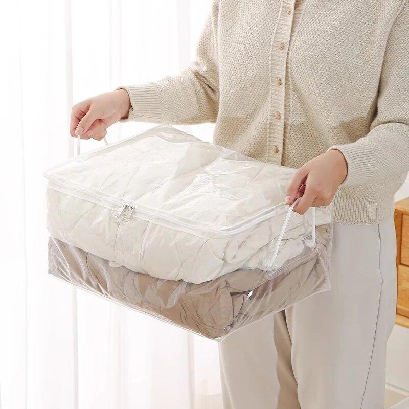 1Pc Multifunctional Transparent Large Capacity Travel Quilt Bag Portable Waterproof Storage Bag Hand Luggage Bag