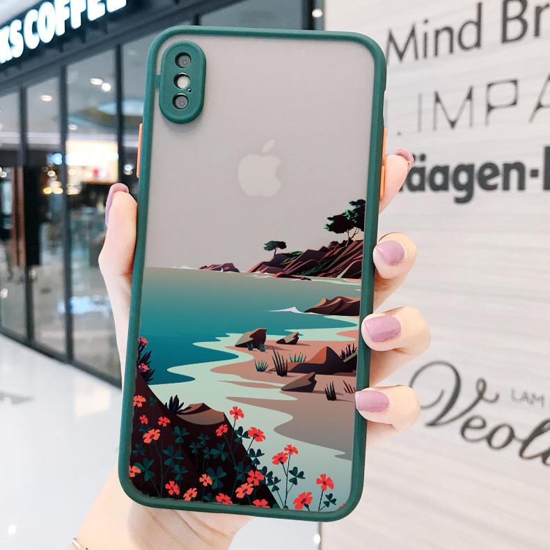 Расписной пейзаж Чехол для телефона Для iPhone 15 12 11 13 14 Pro Max X Xs MAX XR 6s 7 8 Plus SE2 Защита камеры Конфетный цвет Чехол