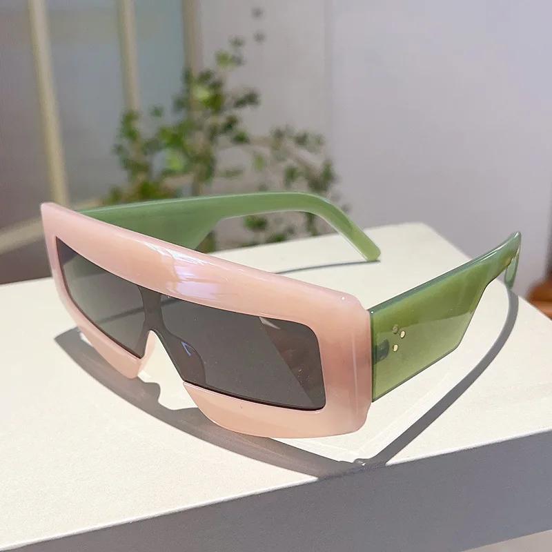 Большие Квадратные Солнцезащитные Очки Женские Мужские Винтажная Мода UV400 Роскошные Дизайнерские Солнечные Очки Цельные Заклепки Тень
