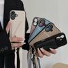 Чехол для iPhone 17: Кожаный чехол-кошелек на ремешке через плечо с узором личи для Apple 14 Pro