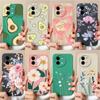 Чехол для Vivo T3x Y200i Y38 Y03 Y28 Y03 4G задняя крышка роскошный мультяшный цветок авокадо защита линзы против капель жидкий силиконовый бампер корпус для Vivo