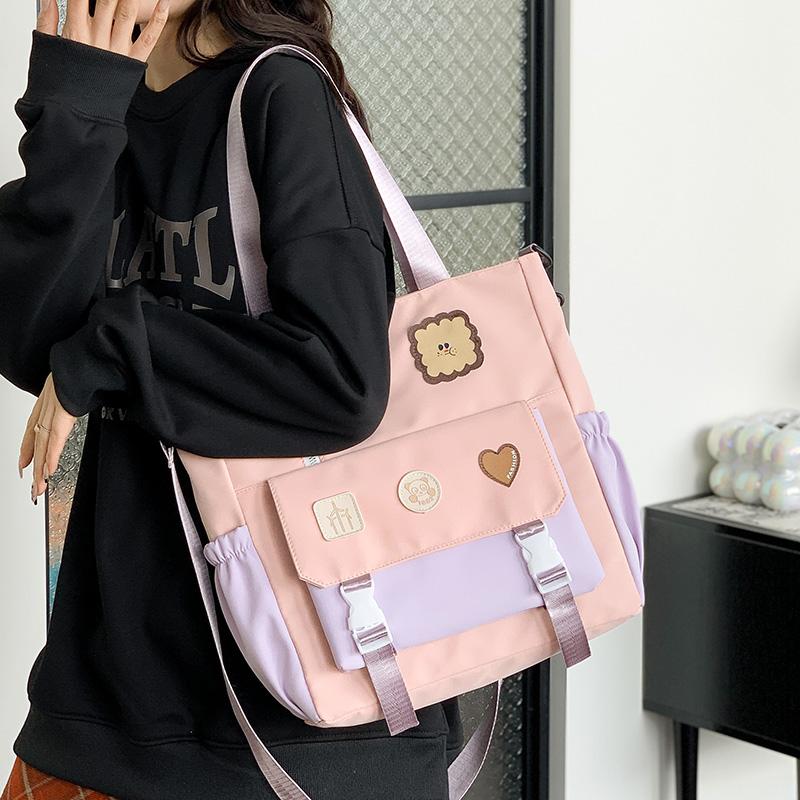 Большая вместительная студенческая сумка, портативная сумка через плечо, милая женская сумка через плечо