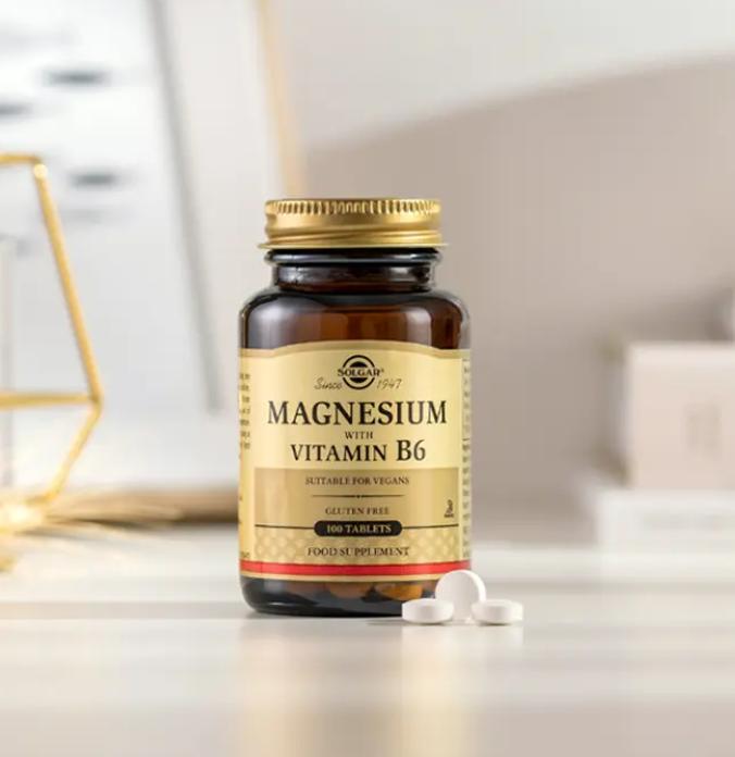 Solgar Магний с витамином B6 100 таблеток Магниевая пищевая добавка