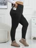 Леггинсы больших размеров с карманами на осень/зиму, утепленные флисом, с высокой посадкой, верхняя одежда, женские зимние теплые леггинсы