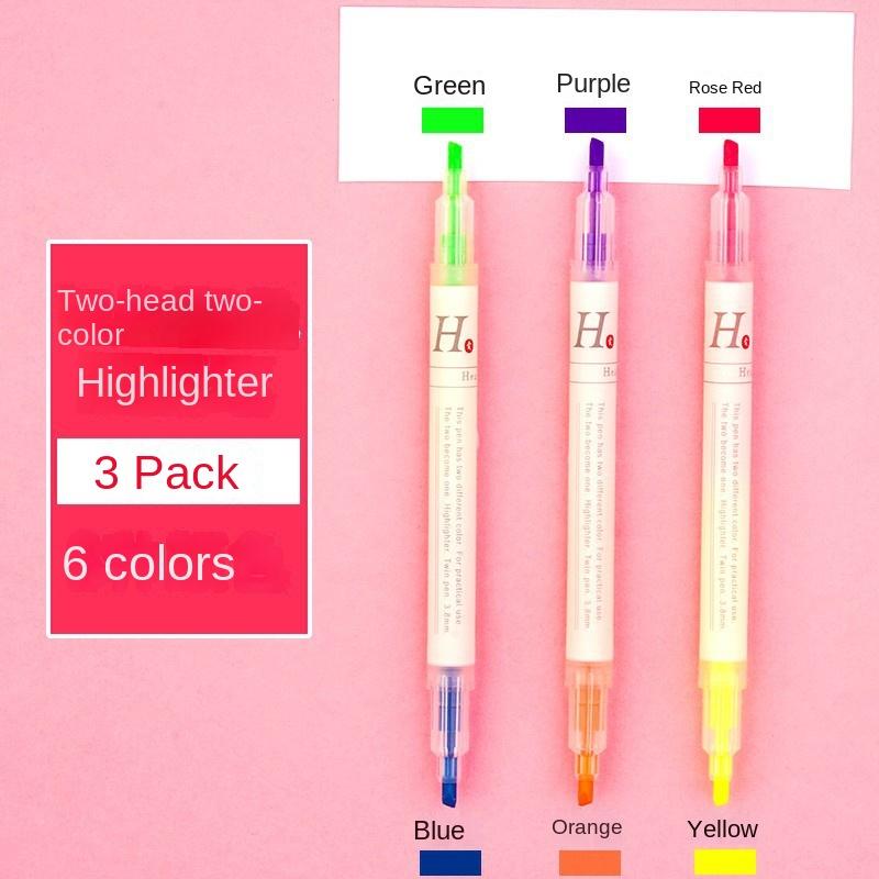 3/6 шт. Двухцветные маркеры-ручки, флуоресцентные ручки, маркеры для рисования, двухсторонние маркеры, пастельные канцелярские принадлежности